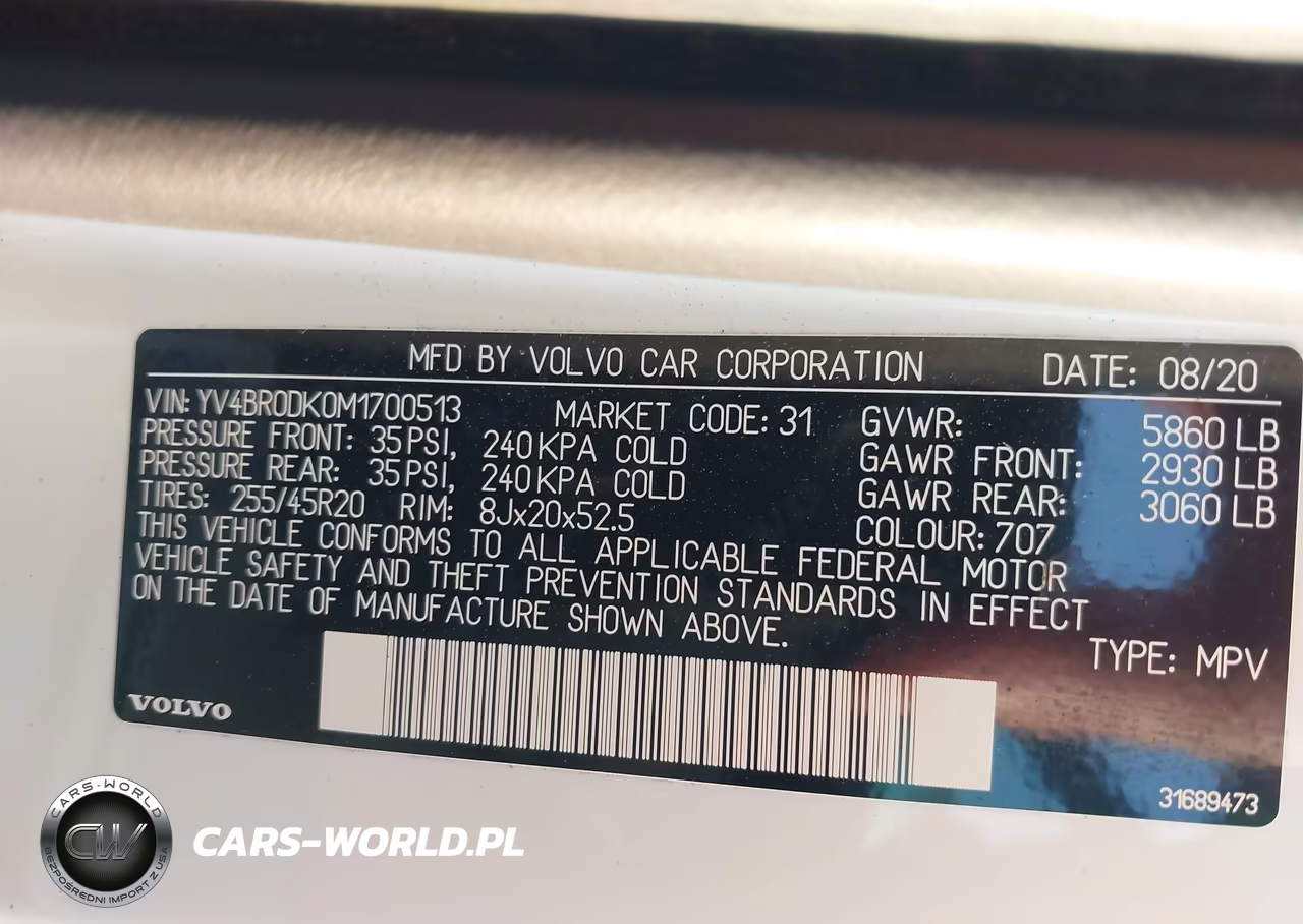 2021 Volvo Xc60 Recharge Plug-In Hybrid T8 Inscription Expression VIN:YV4BR0DK0M1700513 - 9