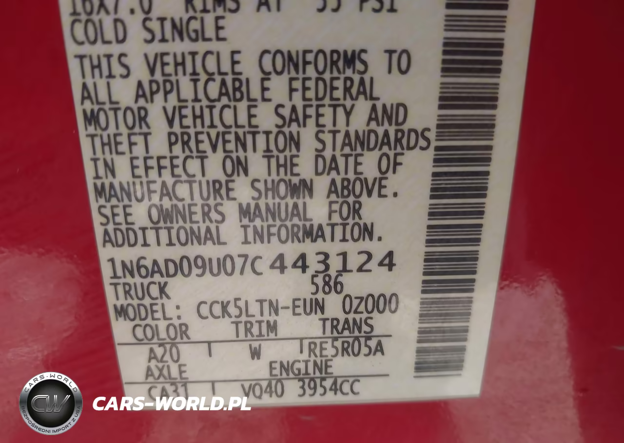 2007 Nissan Frontier Se VIN:1N6AD09U07C443124 - 9