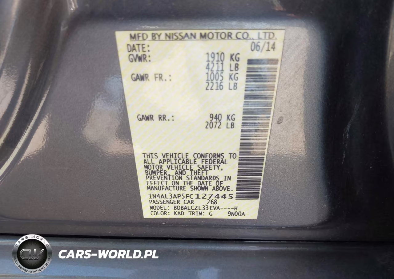 2015 Nissan Altima 2.5 S VIN:1N4AL3AP5FC127445 - 9