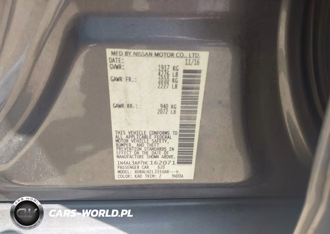 2017 Nissan Altima 2.5 Sr VIN:1N4AL3AP7HC162071 - 9