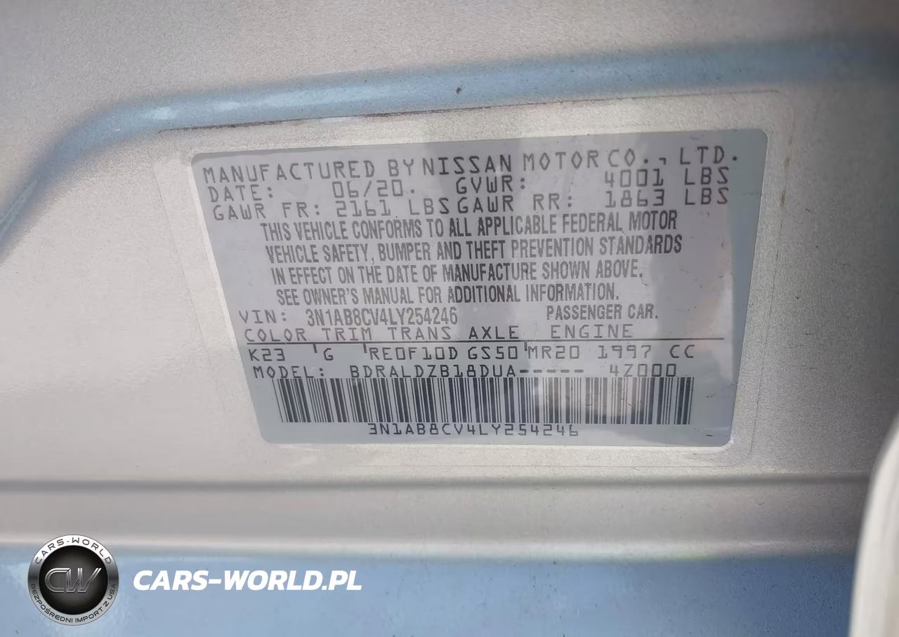 2020 Nissan Sentra Sv Xtronic Cvt VIN:3N1AB8CV4LY254246 - 9