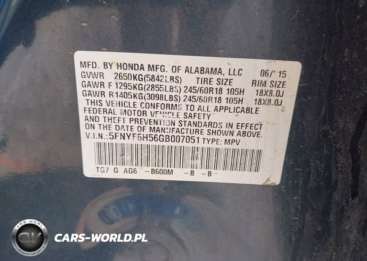 2016 Honda Pilot Ex-L VIN:5FNYF6H56GB007051 - 9