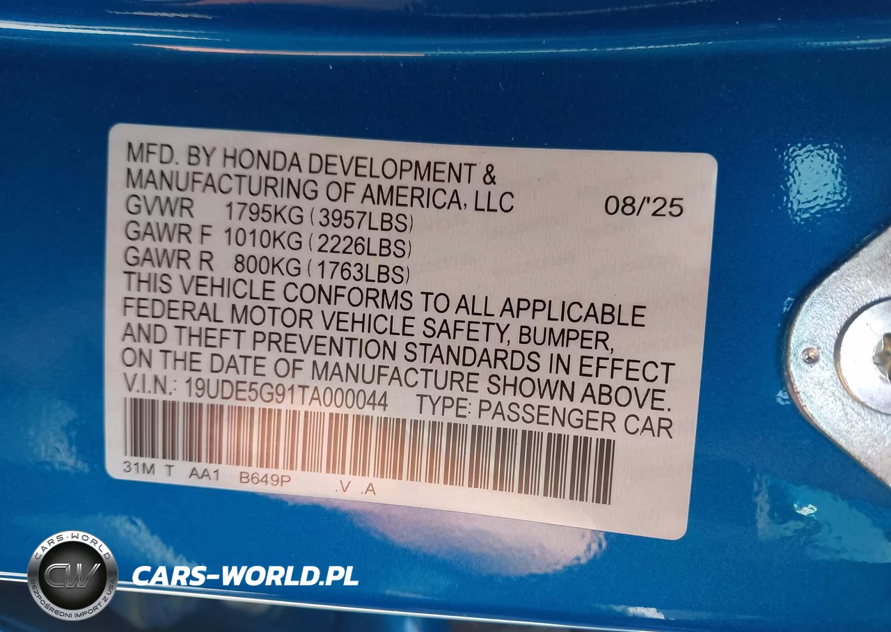 2026 Acura Integra Fwd Type S VIN:19UDE5G91TA000044 - 9