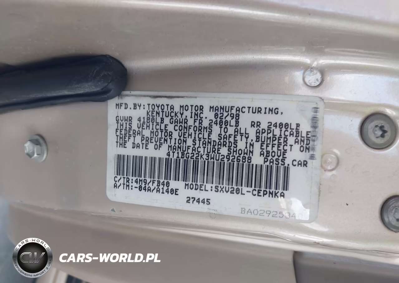 1998 Toyota Camry Le VIN:4T1BG22K3WU292688 - 9