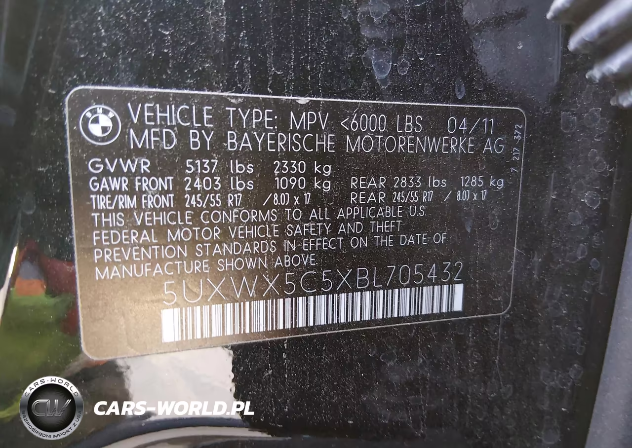2011 BMW X3 xDrive28I VIN:5UXWX5C5XBL705432 - 9