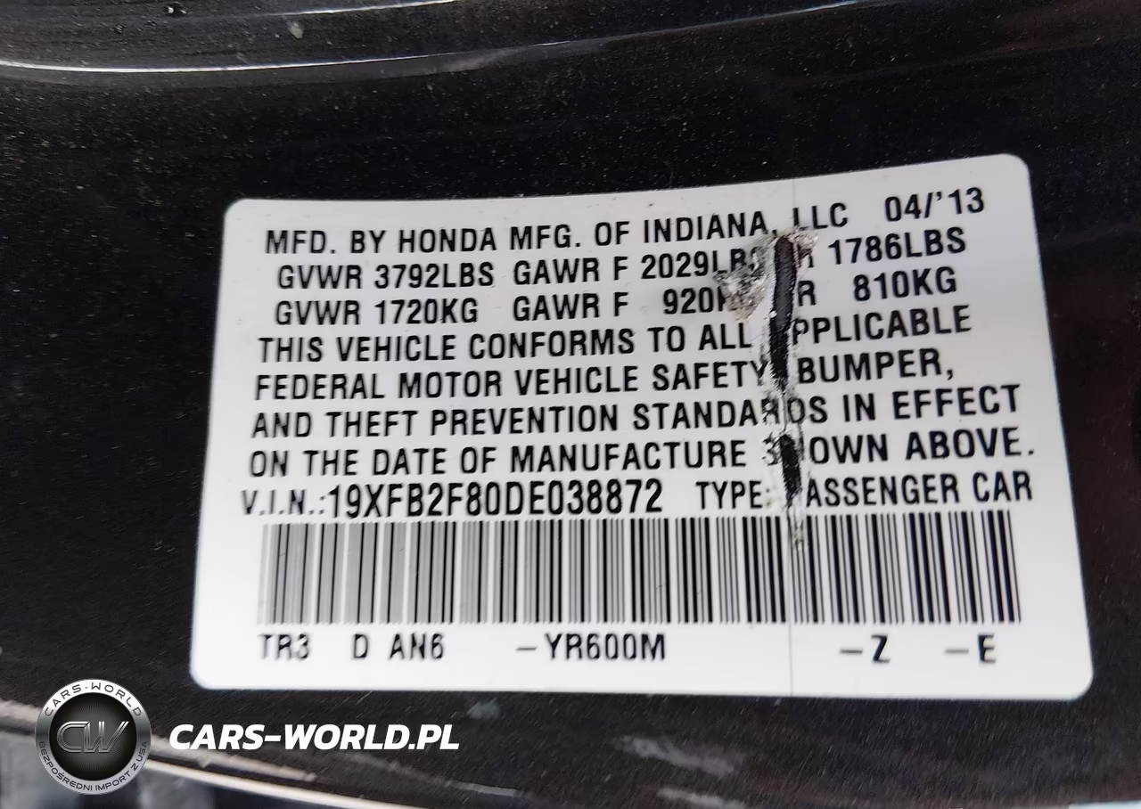 2013 Honda Civic Ex VIN:19XFB2F80DE038872 - 9