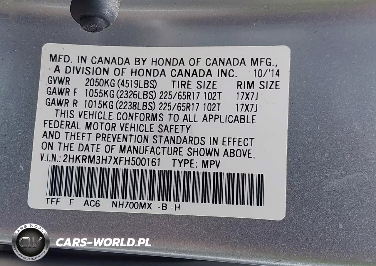 2015 Honda Cr-V Ex-L VIN:2HKRM3H7XFH500161 - 9