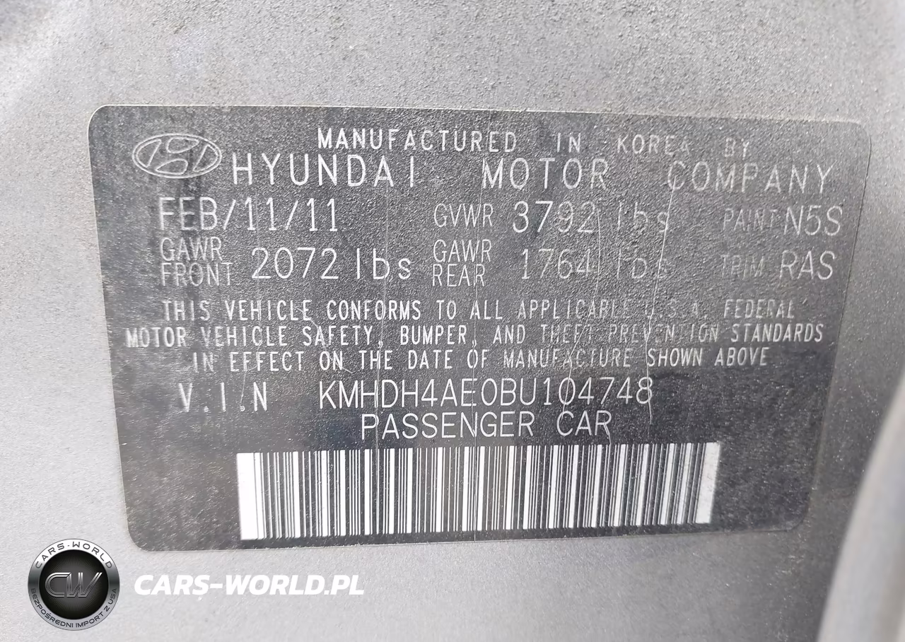 2011 Hyundai Elantra Gls (Ulsan Plant) VIN:KMHDH4AE0BU104748 - 9