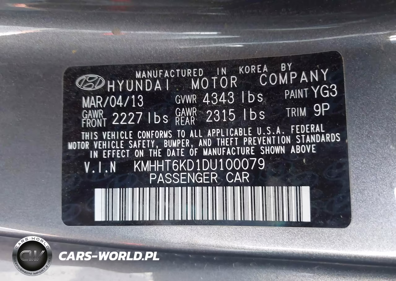 2013 Hyundai Genesis 2.0T Premium VIN:KMHHT6KD1DU100079 - 9