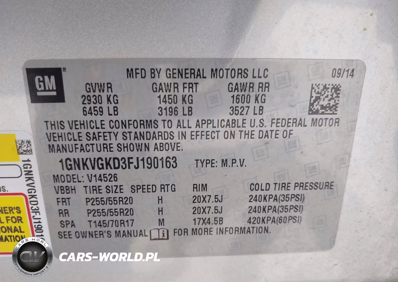 2015 Chevrolet Traverse 1Lt VIN:1GNKVGKD3FJ190163 - 9