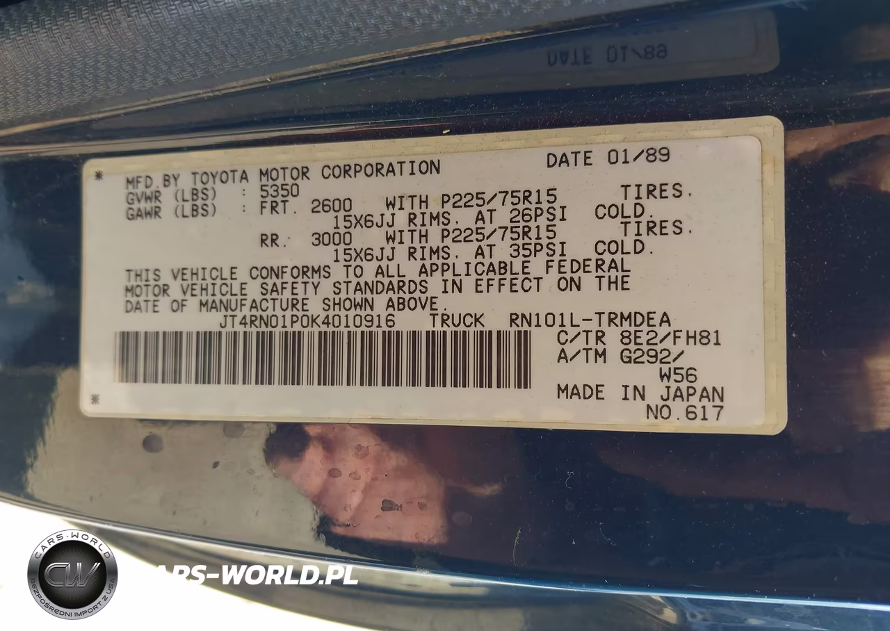1989 Toyota Pickup 1-2 Ton Sht Wheelbase Dlx VIN:JT4RN01P0K4010916 - 9