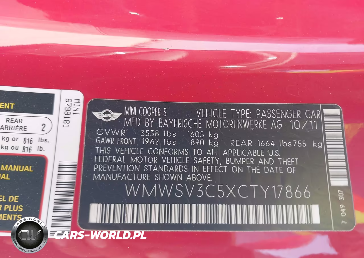 2012 Mini Cooper S VIN:WMWSV3C5XCTY17866 - 9