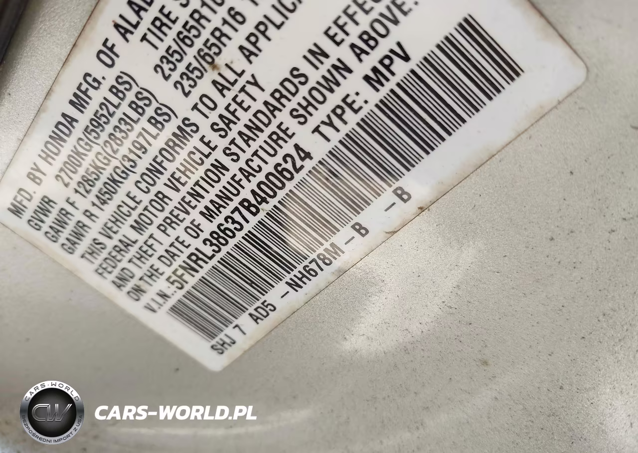 2007 Honda Odyssey Ex-L VIN:5FNRL38637B400624 - 9