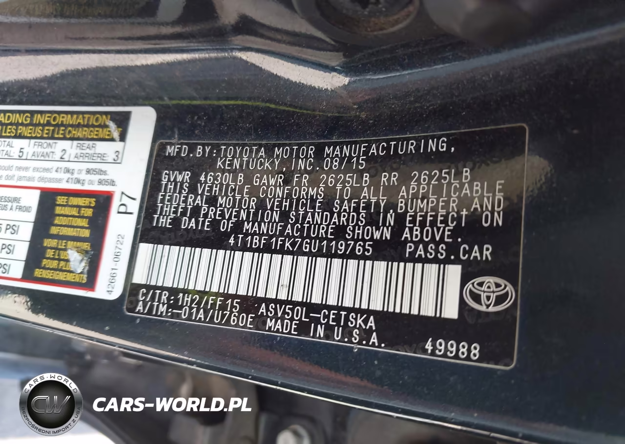 2016 Toyota Camry Se VIN:4T1BF1FK7GU119765 - 9