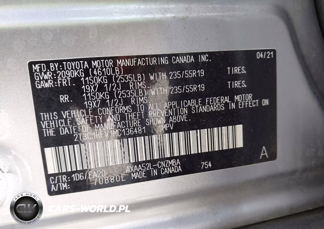 2021 Toyota Rav4 Xle Premium VIN:2T3C1RFV1MC136481 - 9