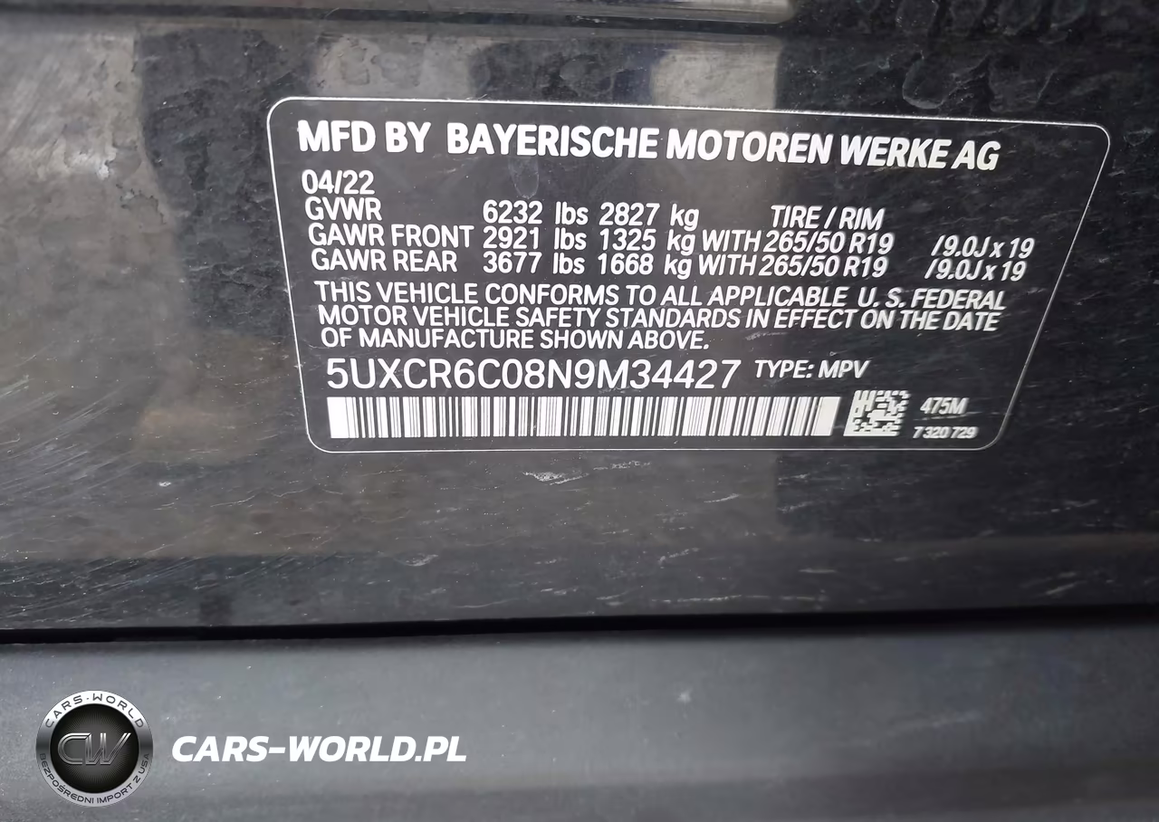 2022 BMW X5 xDrive40I VIN:5UXCR6C08N9M34427 - 9