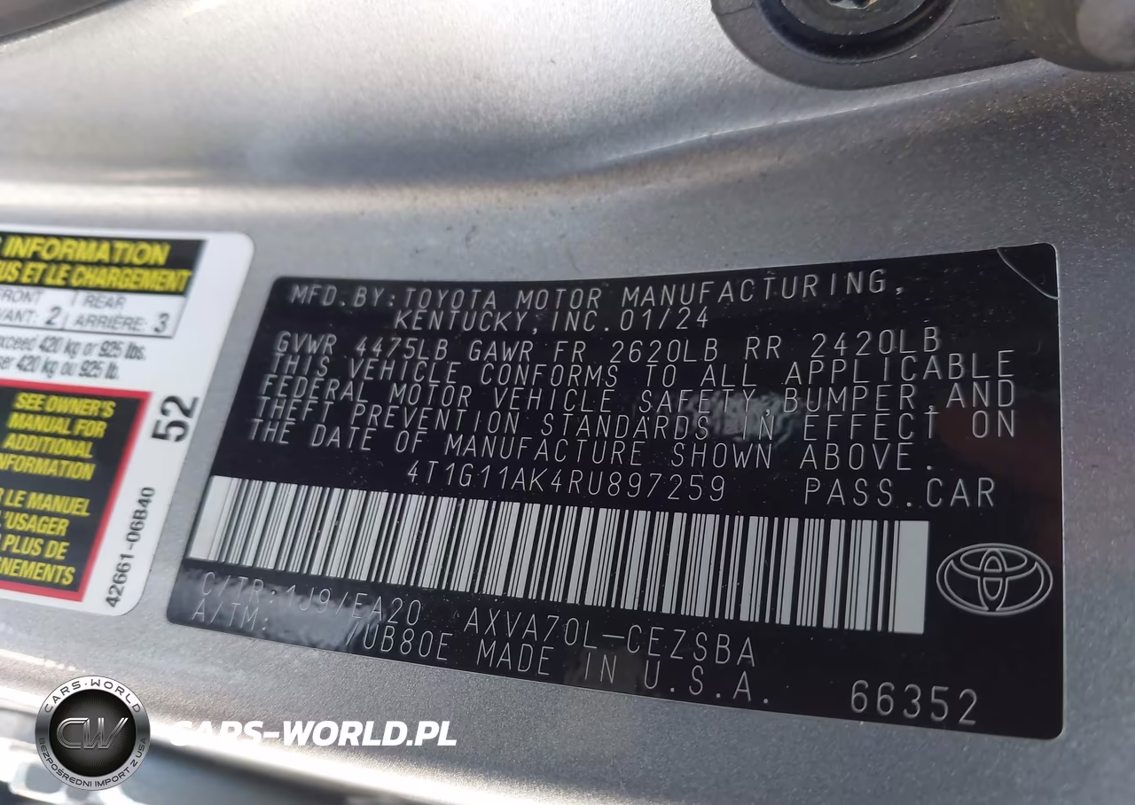 2024 Toyota Camry Se VIN:4T1G11AK4RU897259 - 9