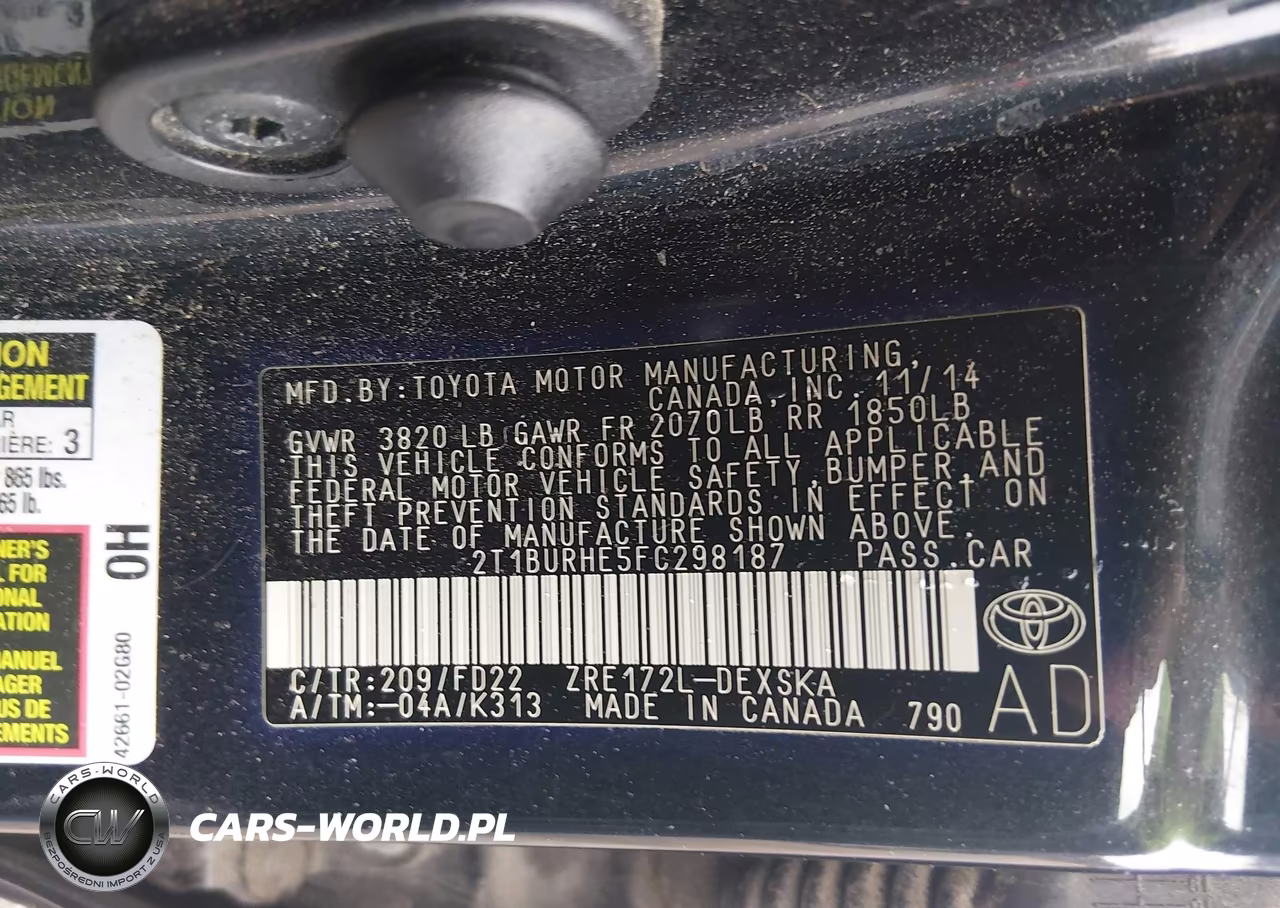 2015 Toyota Corolla S Plus VIN:2T1BURHE5FC298187 - 9