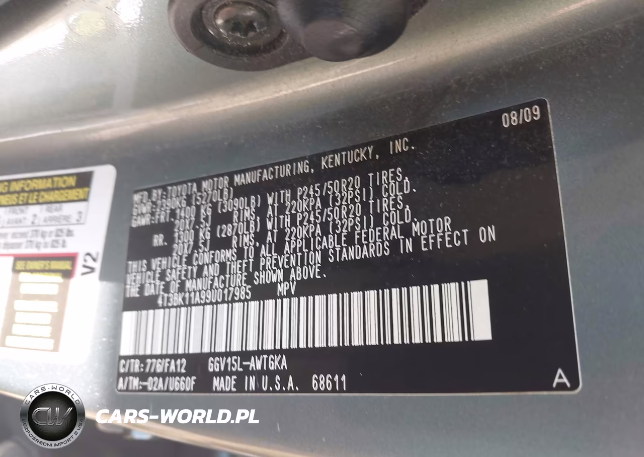 2009 Toyota Venza Base V6 VIN:4T3BK11A99U017985 - 9