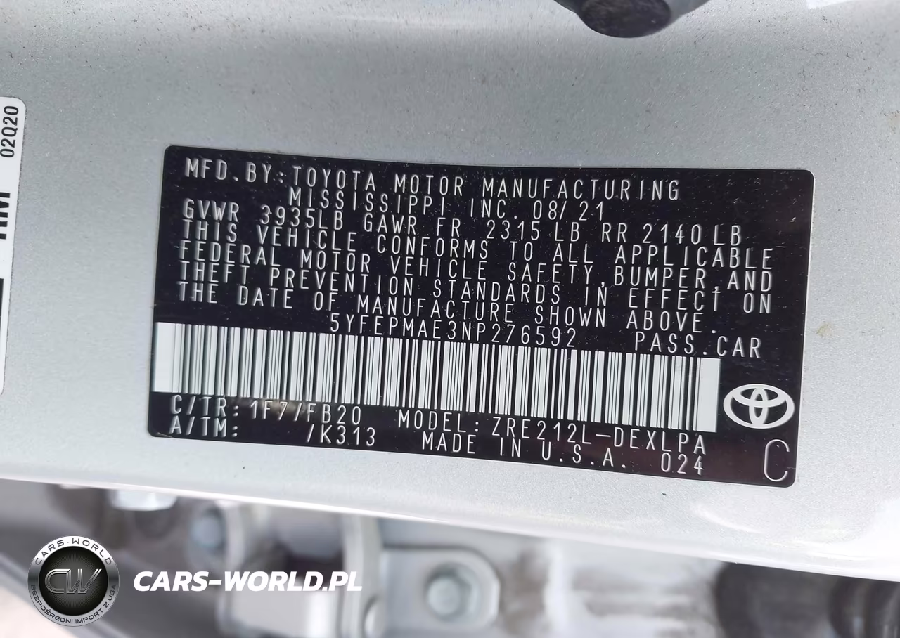 2022 Toyota Corolla Le VIN:5YFEPMAE3NP276592 - 9