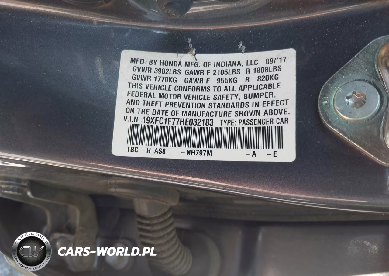 2017 Honda Civic Ex-L VIN:19XFC1F77HE032183 - 9