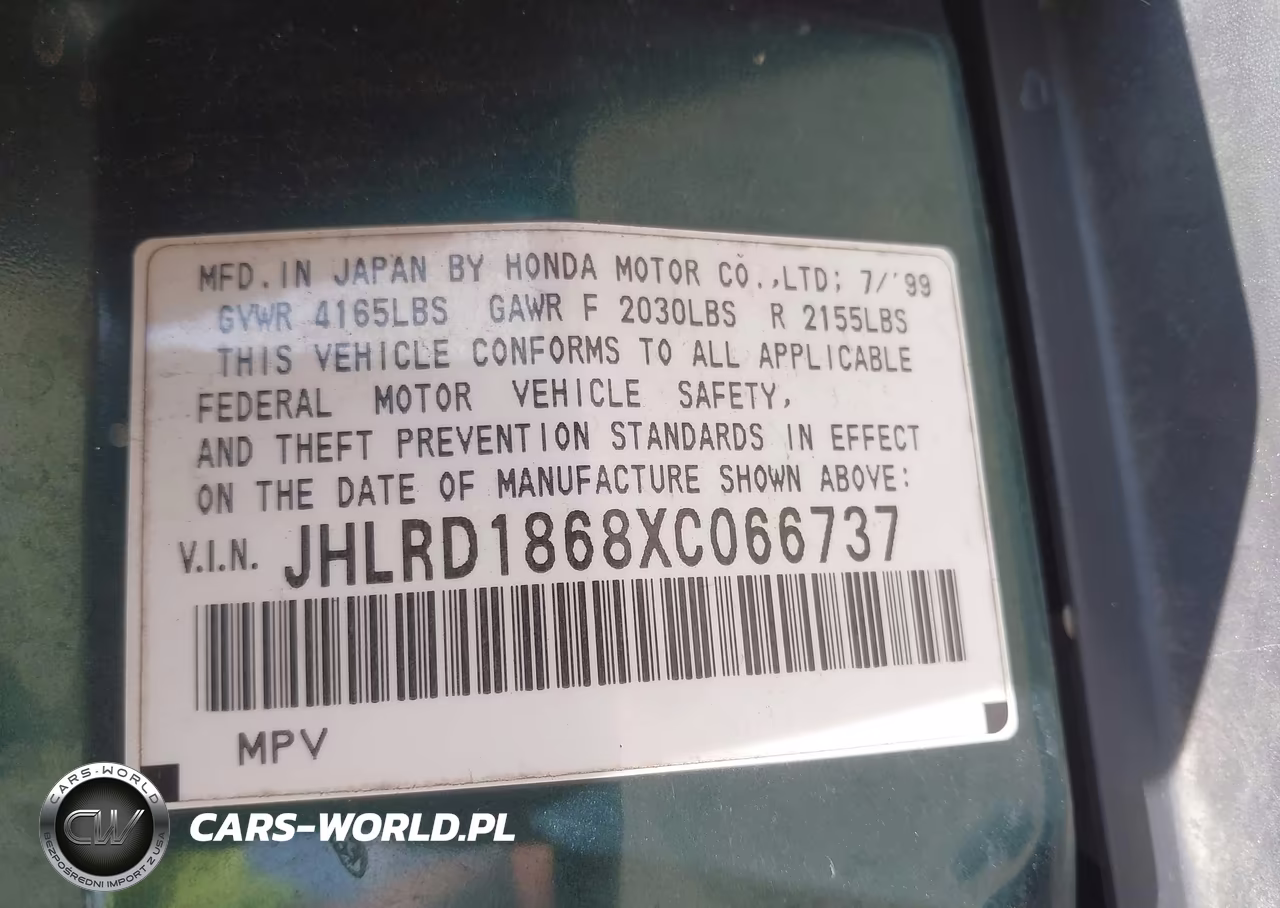 1999 Honda Cr-V Ex VIN:JHLRD1868XC066737 - 9
