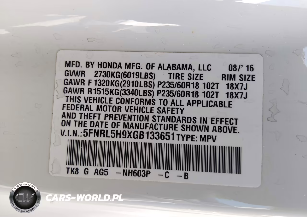 2016 Honda Odyssey Touring-Touring Elite VIN:5FNRL5H9XGB133651 - 9