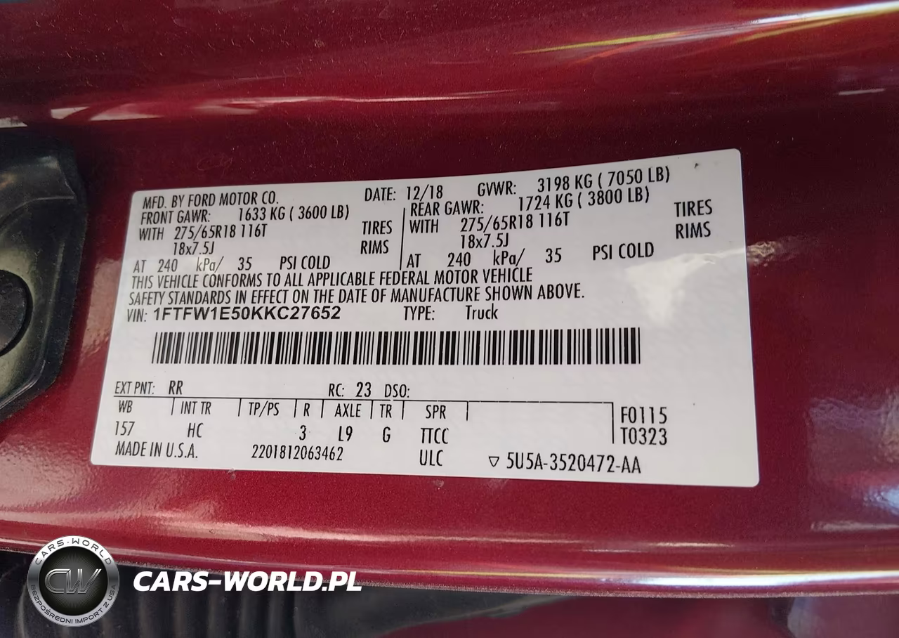 2019 Ford F-150 Lariat VIN:1FTFW1E50KKC27652 - 9