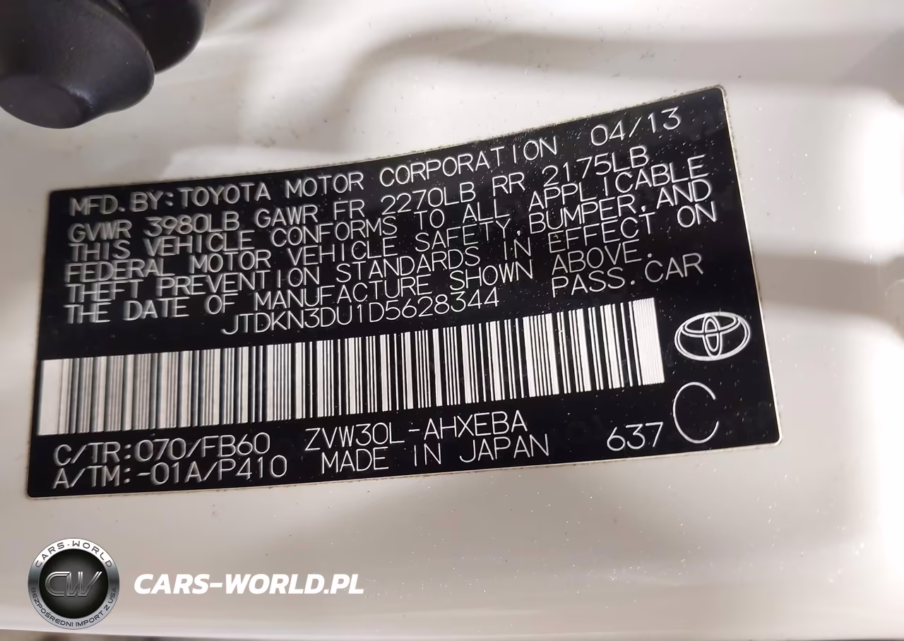 2013 Toyota Prius Two VIN:JTDKN3DU1D5628344 - 9