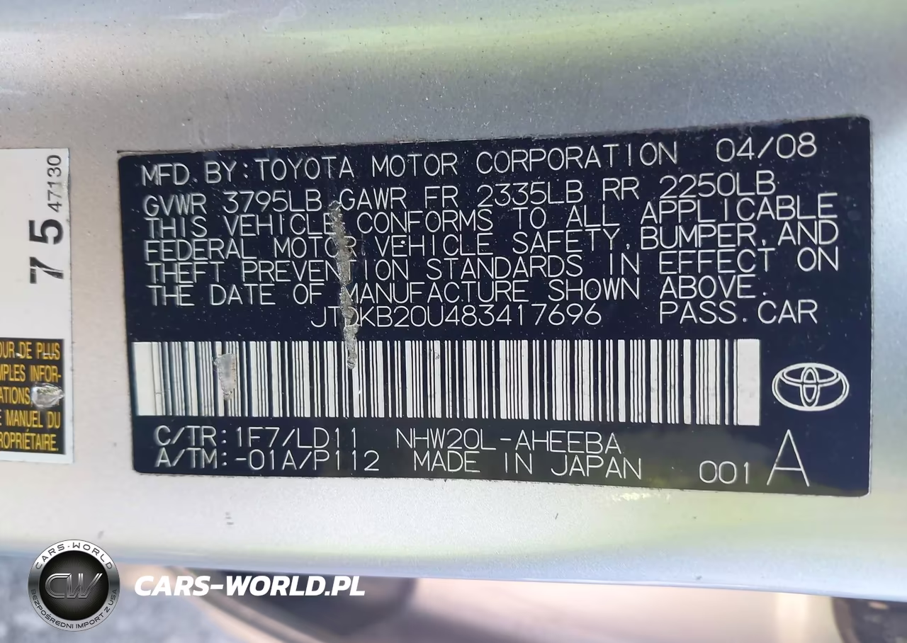 2008 Toyota Prius VIN:JTDKB20U483417696 - 9
