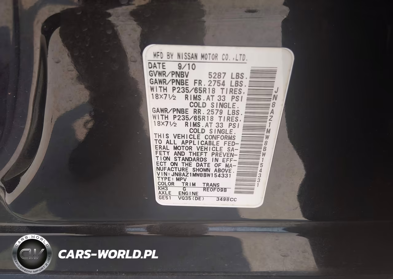 2011 Nissan Murano Sv VIN:JN8AZ1MW8BW154331 - 9