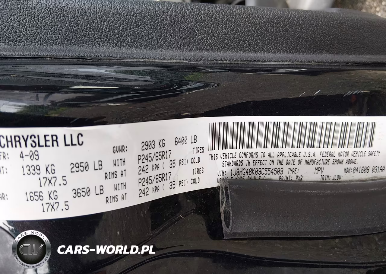 2009 Jeep Commander Sport VIN:1J8HG48K09C554509 - 9