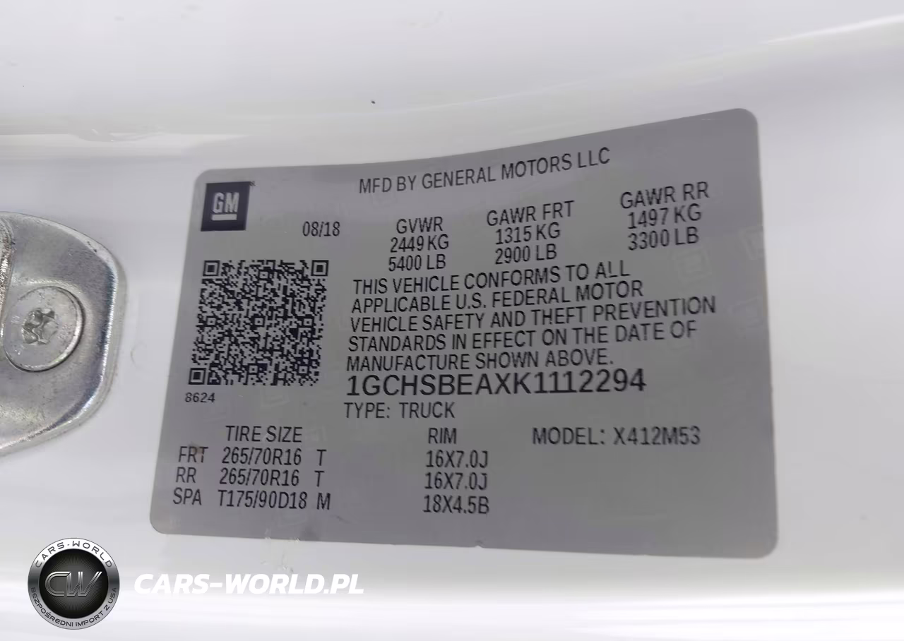 2019 Chevrolet Colorado Wt VIN:1GCHSBEAXK1112294 - 9