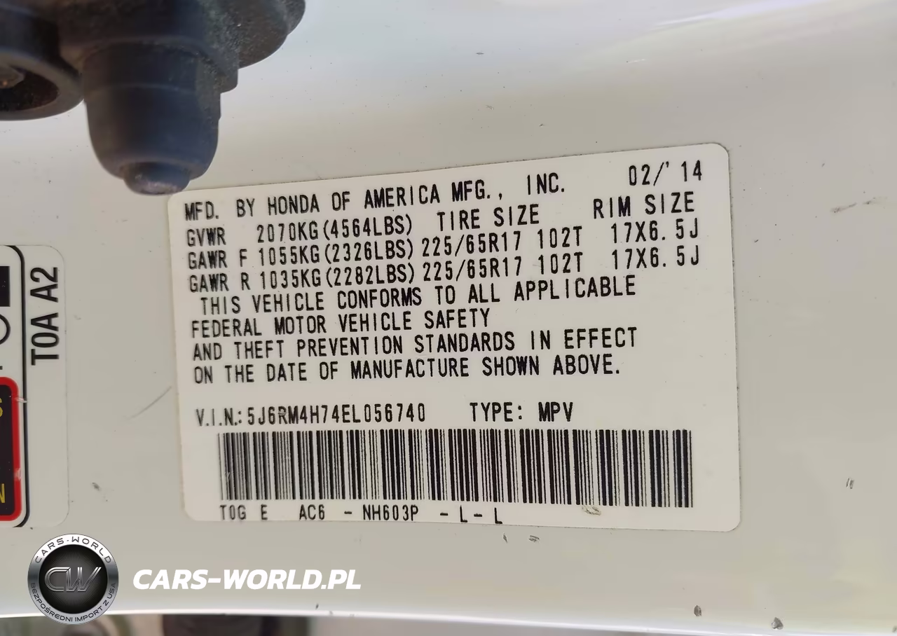 2014 Honda Cr-V Ex-L VIN:5J6RM4H74EL056740 - 9