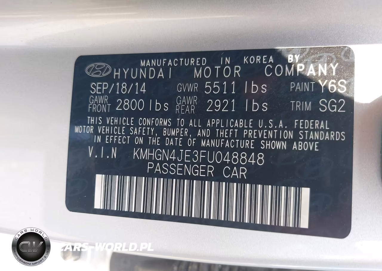 2015 Hyundai Genesis 3.8 VIN:KMHGN4JE3FU048848 - 9