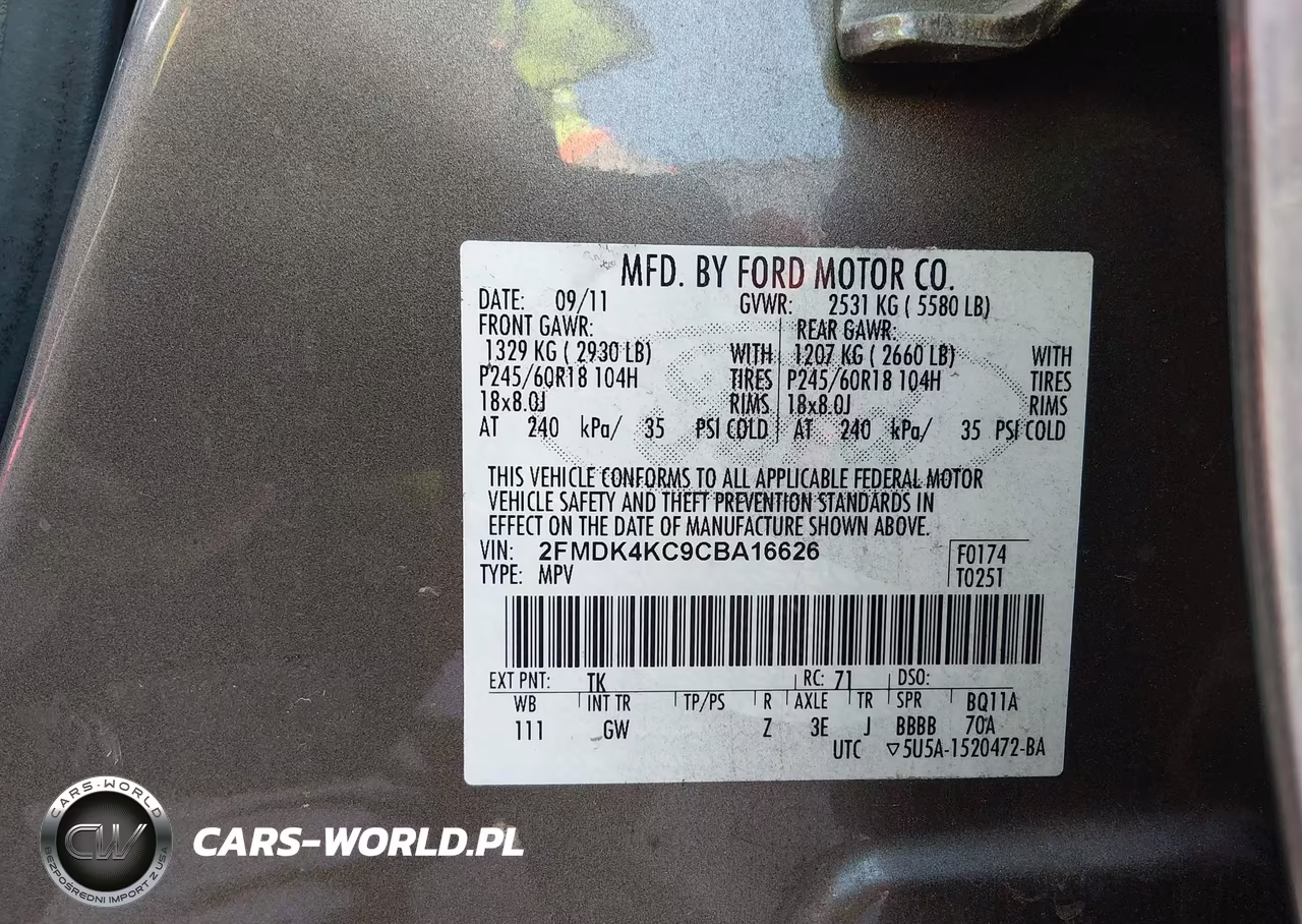 2012 Ford Edge Limited VIN:2FMDK4KC9CBA16626 - 9
