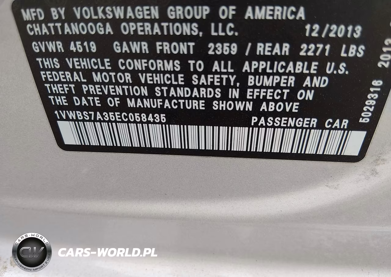 2014 Volkswagen Passat 1.8T Se VIN:1VWBS7A35EC058435 - 9
