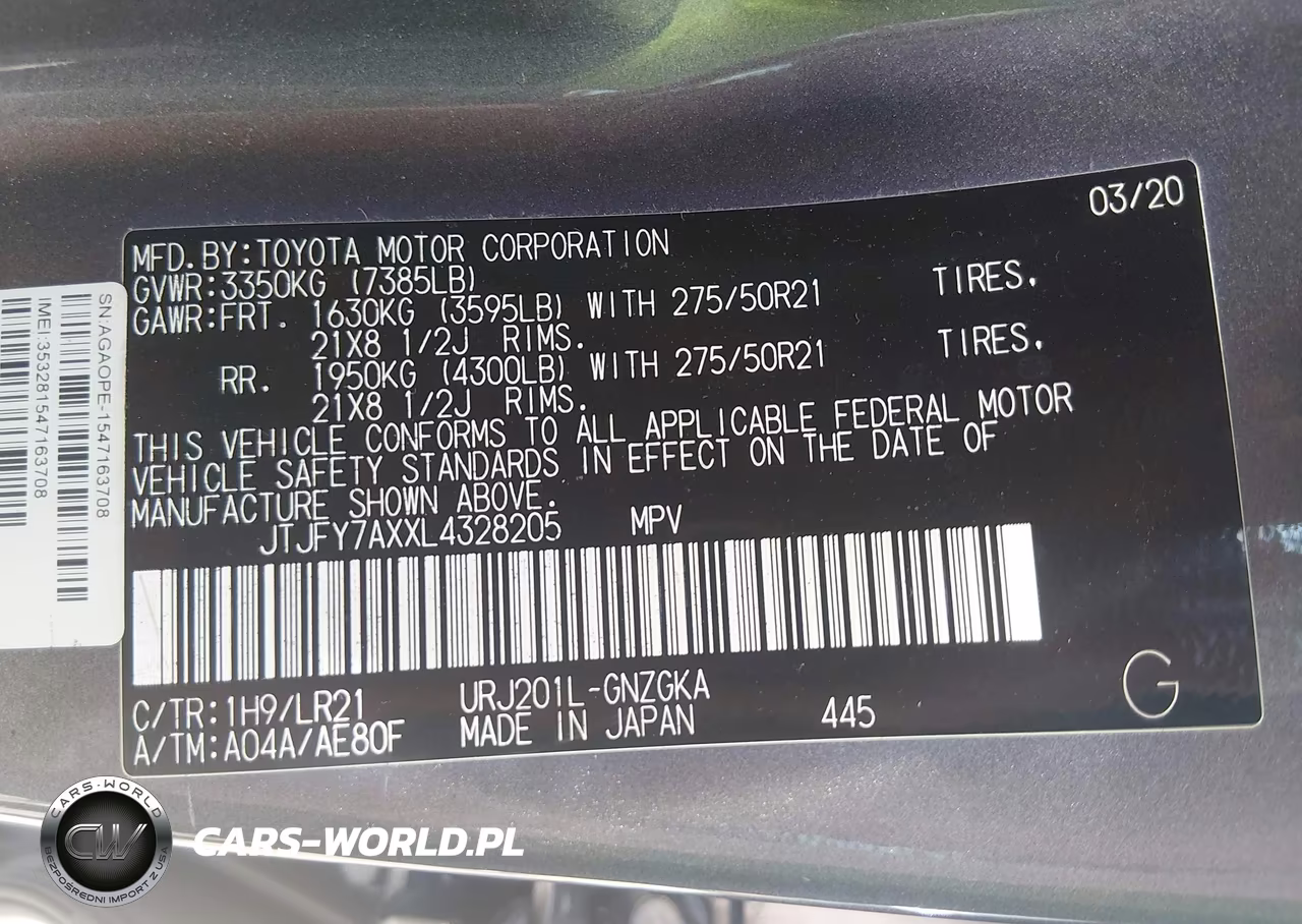 2020 Lexus Lx 570 Two-Row VIN:JTJFY7AXXL4328205 - 9