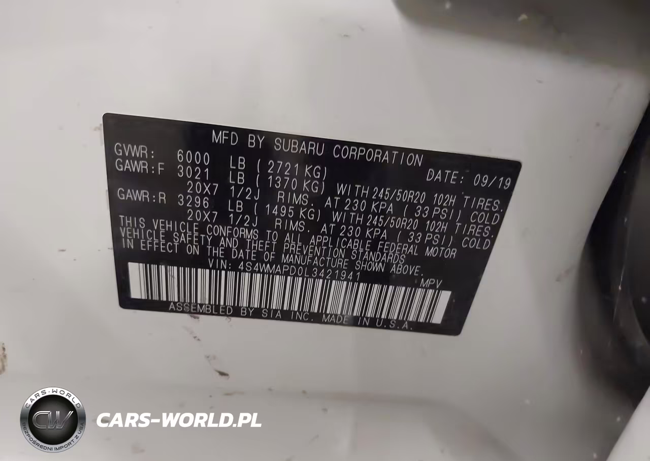 2020 Subaru Ascent Limited VIN:4S4WMAPD0L3421941 - 9