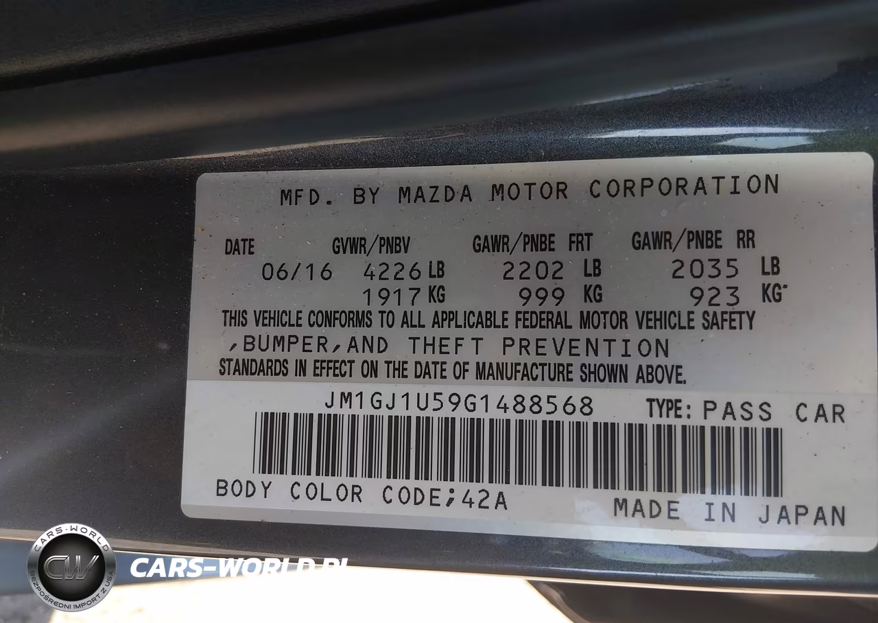 2016 Mazda Mazda6 I Sport VIN:JM1GJ1U59G1488568 - 9
