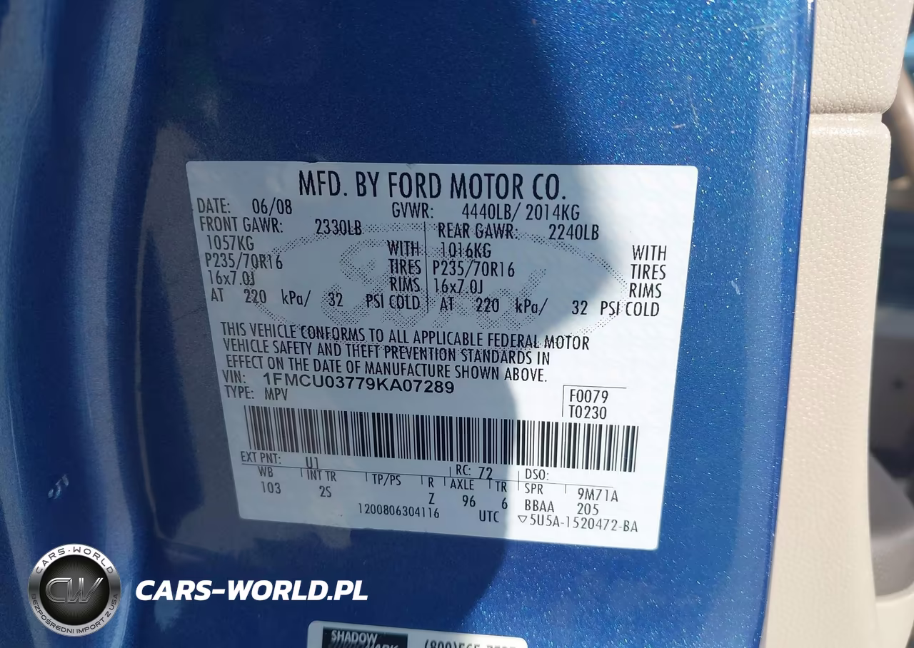 2009 Ford Escape Xlt VIN:1FMCU03779KA07289 - 9