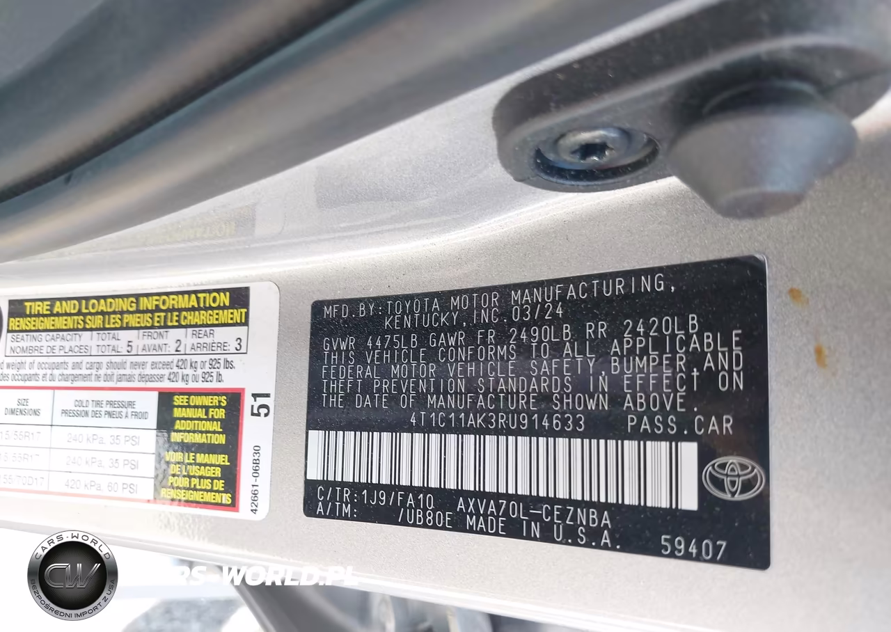 2024 Toyota Camry Le VIN:4T1C11AK3RU914633 - 9