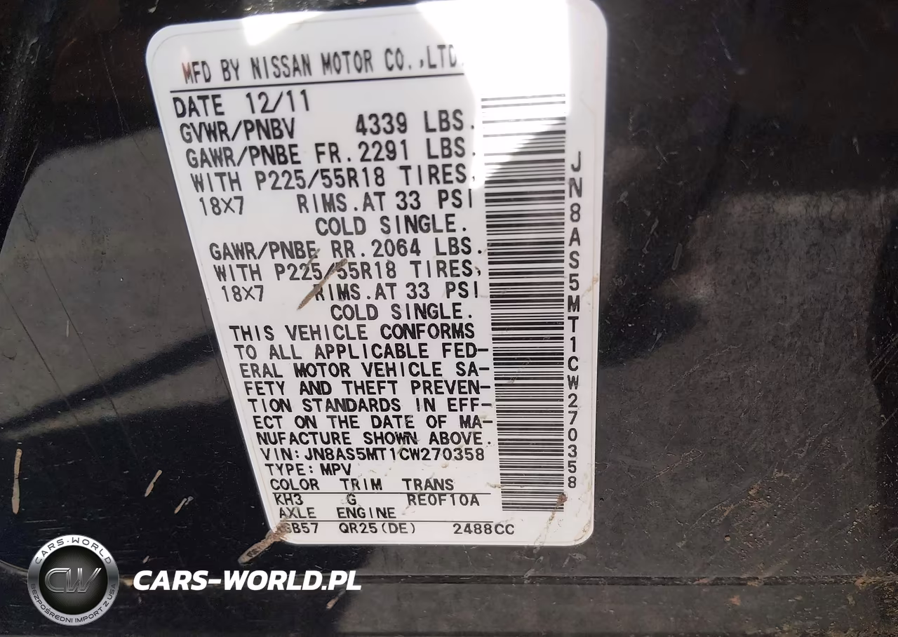 2012 Nissan Rogue Sv W-Sl Pkg VIN:JN8AS5MT1CW270358 - 9