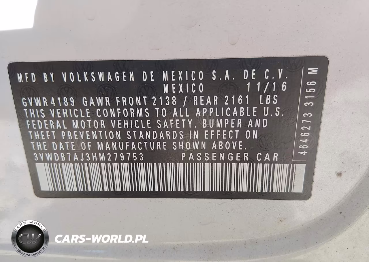 2017 Volkswagen Jetta 1.4T Se VIN:3VWDB7AJ3HM279753 - 9