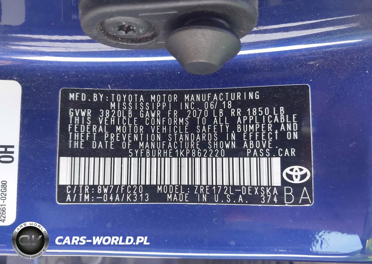 2019 Toyota Corolla Se VIN:5YFBURHE1KP862220 - 9