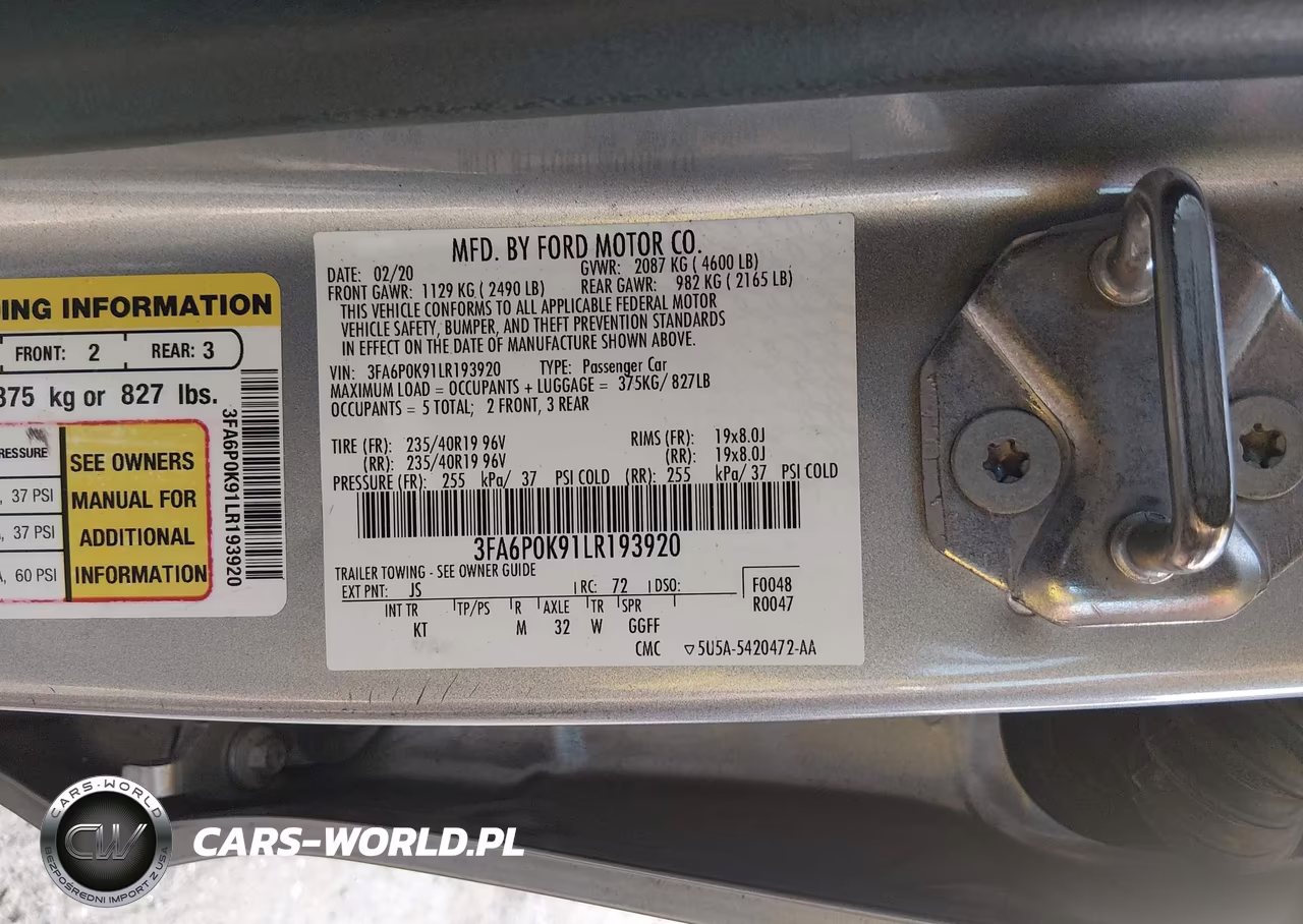 2020 Ford Fusion Titanium VIN:3FA6P0K91LR193920 - 9