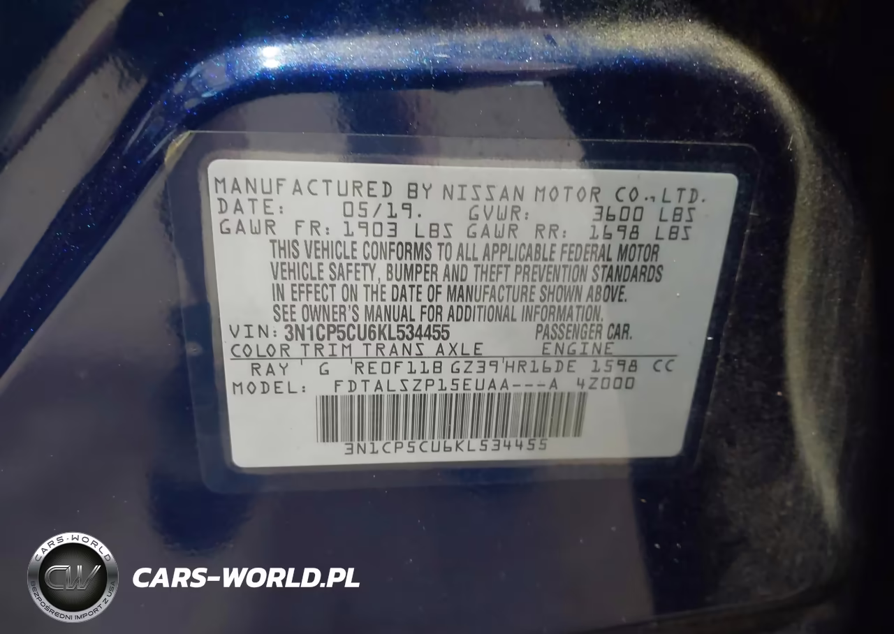 2019 Nissan Kicks Sv VIN:3N1CP5CU6KL534455 - 9