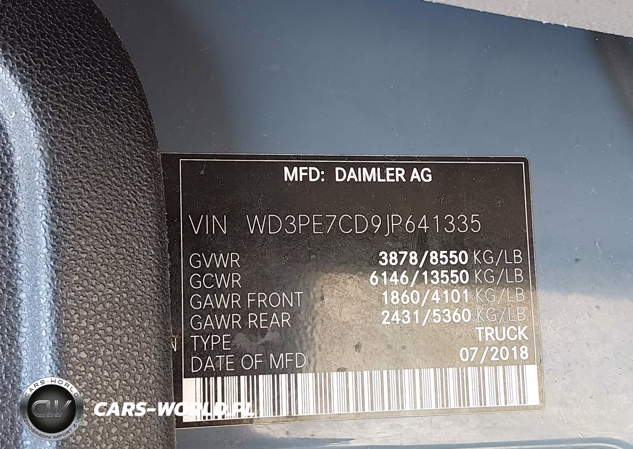 2018 Mercedes-Benz Sprinter 2500 Standard Roof V6 VIN:WD3PE7CD9JP641335 - 9