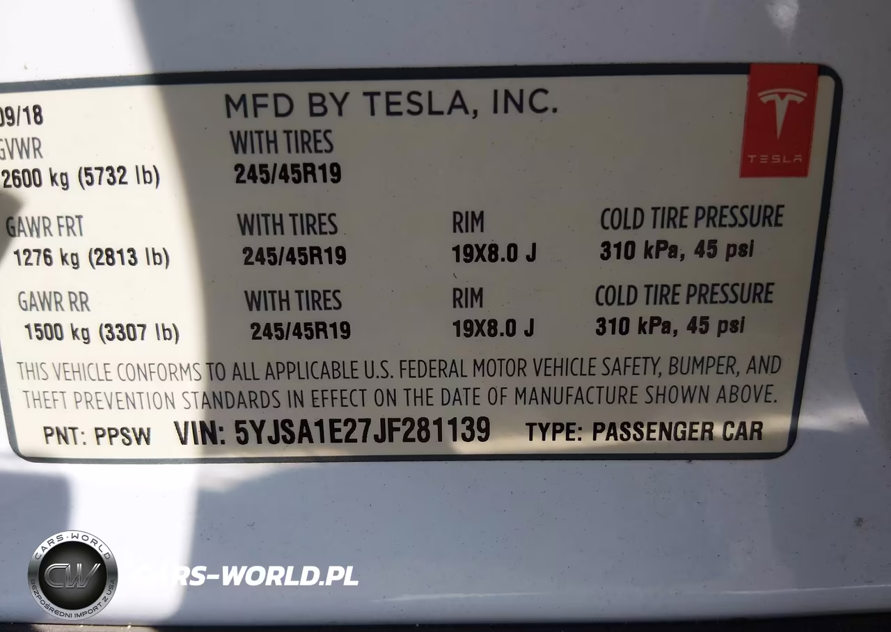 2018 Tesla Model S 100D-75D-P100D VIN:5YJSA1E27JF281139 - 9