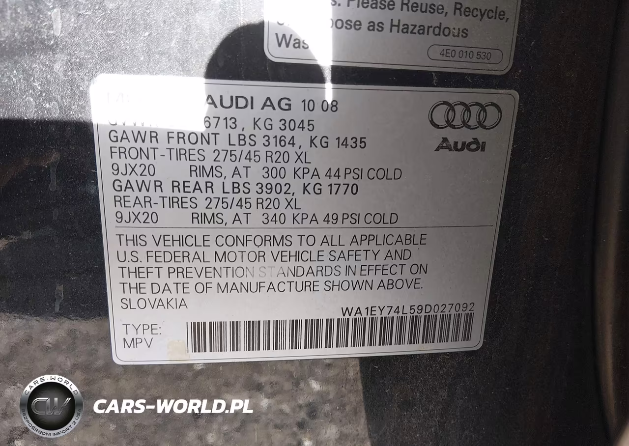 2009 Audi Q7 3.6 Premium VIN:WA1EY74L59D027092 - 9